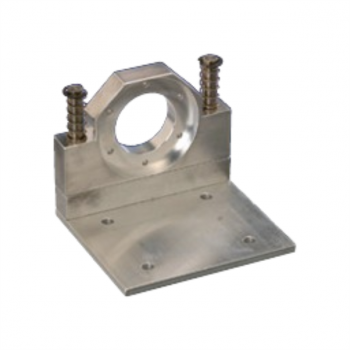 Spring-loaded bracket for mounting shaft encoder with Synchro flange to measuring wheel