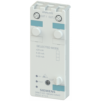 AS-i compact module, IP67 analog, 2 AQ, number format S7, 2x1 output (M12)