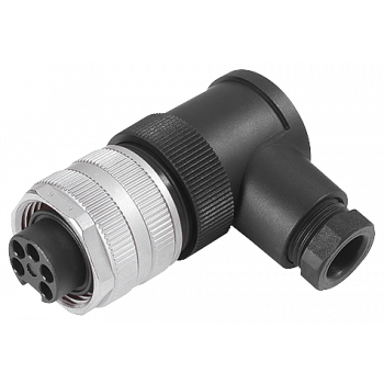 Socket, 7/8" for 24 V, screw terminal, angled, 5-pole, 1.5 mm2, max. 9 A, IP67
