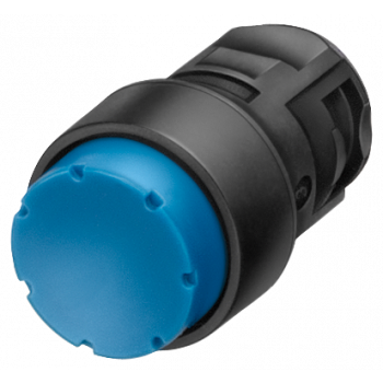 Pushbutton, 16 mm, round plastic, blue