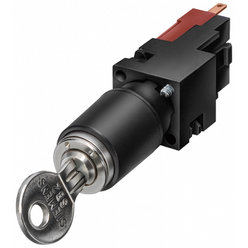 Key-operated switch, 16 mm, round, plastic, CES, 3 switch positions