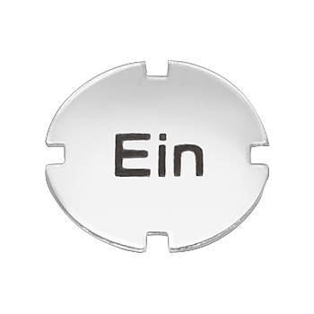 Inscription plate for pushbutton and illuminated pushbutton flat, milky with black font, with inscription: In