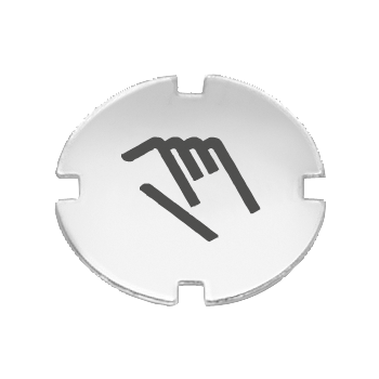 Inscription plate for pushbutton and illuminated pushbutton flat, milky with black font, with graphic symbol: manual operation