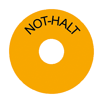 Backing plate, yellow, self-adhesive, with inscription: NOT-HALT