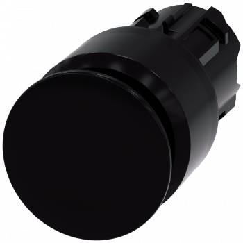 Mushroom pushbutton, 22 mm, round, plastic, black, 30 mm