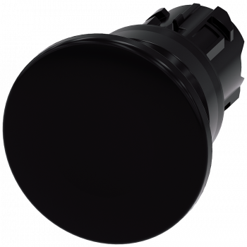 Mushroom pushbutton, 22 mm, round, plastic, black, 40 mm