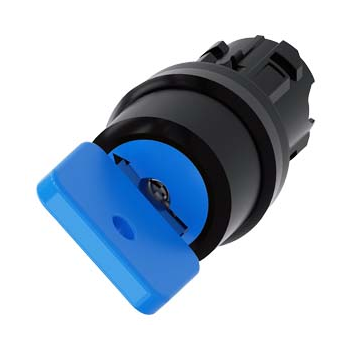 Key-operated switch O.M.R, 22 mm, round, plastic, blue, key removal O+I