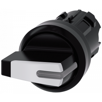 Selector switch, short, can be illuminated, 22 mm, round, plastic, white, 3SU1002-2FM60-0AA0