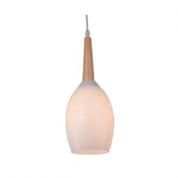 60W 1xE27 Pendant Frosted Glass/Wood Ø120mm