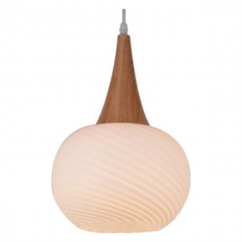 60W 1xE27 Pendant Frosted Glass/Wood Ø210mm