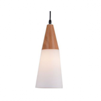 60W 1xE27 Pendant Frosted Glass/Wood Ø130mm