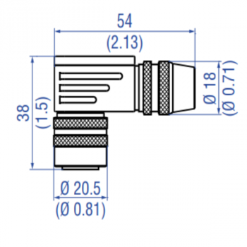 M16 female connector (7 pin)  angled