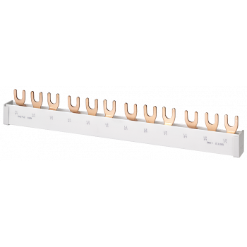 Fork-type busbar with touch protection, 2-phase 16 mm2, 12 MW