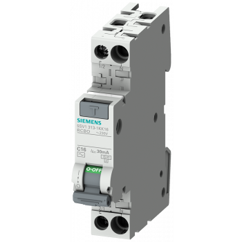 5SV1 RCBO type AC 30 mA C16 4.5 kA 1+N 1 MW, bulk packaging 12 units