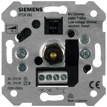 NV dimmer for electronic transformers, R, C with ON/OFF pushbutton/selector switch, 5TC8262