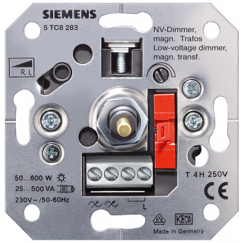 NV dimmer for magn. transformers, R, L with ON/OFF pushbutton/selector switch, 5TC8283