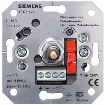 electronic potentiometer with pushbutton off switch 6 A FM, 1-10 V control input 0.04A, 5TC8424