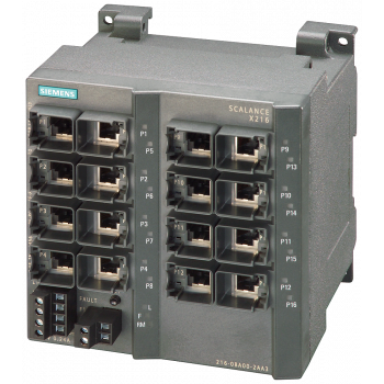 SCALANCE X216, managed IE switch, 16x 10/100 Mbit/s RJ45 ports, 6GK5216-0BA00-2AA3