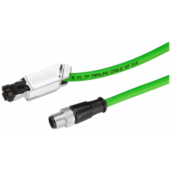 IE Cable 2x2, 1x M12-180 Plug (D-coded), 1x IE FC RJ45 Plug 145, Cat 5e, 15 m