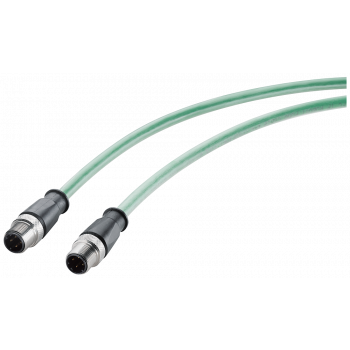 IE robust cable M12-180/M12-180 2x2, 2x M12 plug (D-coded), CAT5e, IP69, 2 m