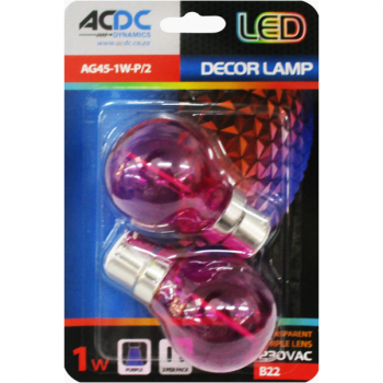 230VAC 1W G45 TRANSPARENT PURPLE LED LAMP B22