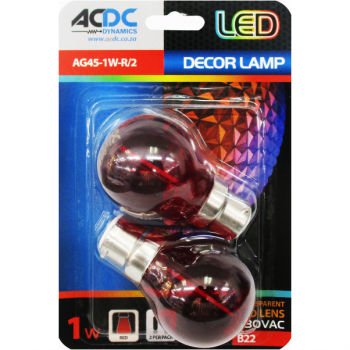 230VAC 1W G45 TRANSPARENT RED LED LAMP B22