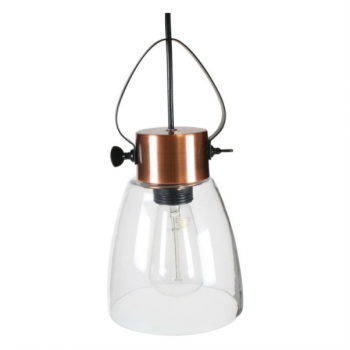 60W 1xE27 Pendant Antique Copper, Clear Glass Ø150mm