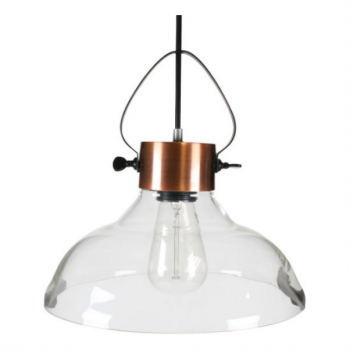 60W 1xE27 Pendant Antique Copper, Clear Glass Ø250mm