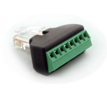 Adapter, RJ45 (8P8C) male to 8-position terminal strip.
