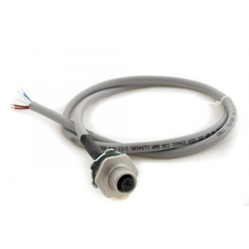 Receptacle - m12x5 A-coded Female (IP67) to shielded cable (IP20), 1m