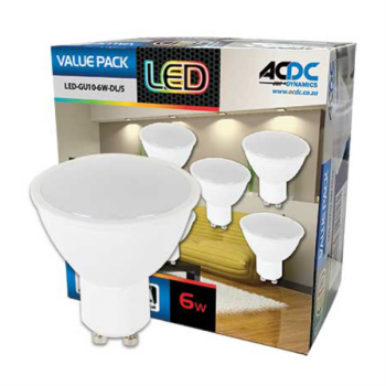 6W GU10 Warm White Downlight 5 Per Pack, LED-GU10-6W-WW/5