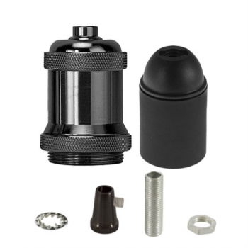 E27 Black Vintage Metal Lamp Holder Kit For Pendants