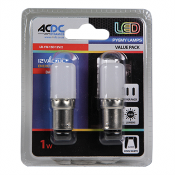 12VAC/DC BA15D 1W LED LAMP COOL WHITE /2 PER PACK