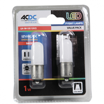 12VAC/DC BA15S 1W LED LAMP COOL WHITE /2 PER PACK