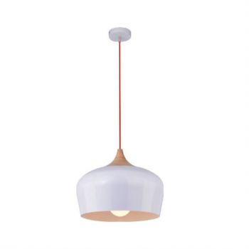60W 1xE27 Pendant White/Wood Ø350mm