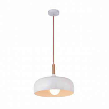 60W 1xE27 Pendant White/Wood Ø330mm