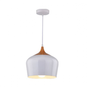 60W 1xE27 Pendant White/Wood Ø300mm
