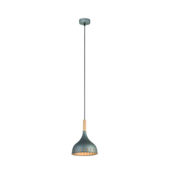 60W 1xE27 Pendant Black/Wood Ø230mm