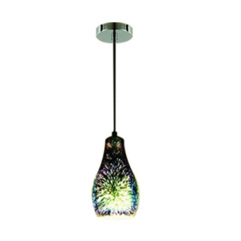40W 1xE27 Pendant 3D Glass/Chrome Ø130mm