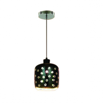 40W 1xE27 Pendant 3D Glass/Chrome Ø180mm