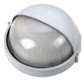 White Die Cast Bulkhead E27 100WMax IP54 Ø240x128H