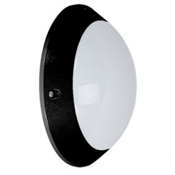 Black Aluminium Bulkhead 2xE27 2x60W IP54 Ø300