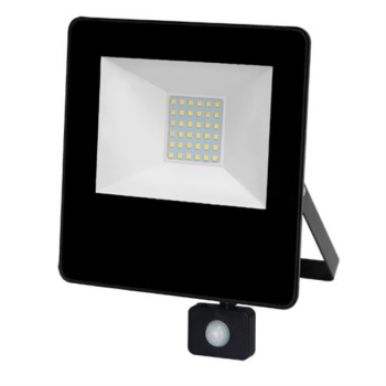 230VAC 30W WARM WHITE LED ALUMINIUM FLOOD LIGHT IP65 C/W PIR