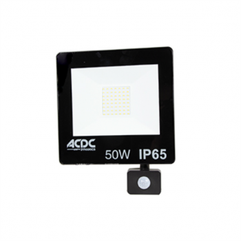 230VAC 50W WARM WHITE LED ALUMINIUM FLOOD LIGHT IP65 C/W PIR