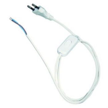 In-Line White Rocker Switch 2A C/W Cable 2 Pin Euro Plug