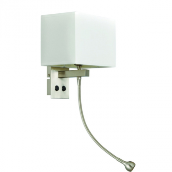 230VAC 1 x 40W & 1 x 3W, E27 & LED, Wall Light, Satin Nickle