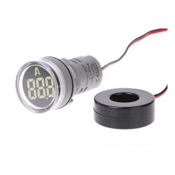 22mm PANEL MOUNT WHITE AMMETER 0-100A WITH CURRENT TRANSFORMER