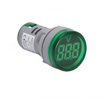 22mm GREEN PANEL MOUNT VOLTMETER 20-500VAC