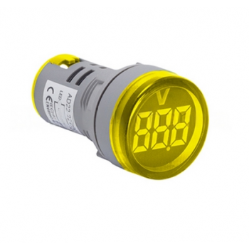 22mm YELLOW PANEL MOUNT VOLTMETER 20-500VAC