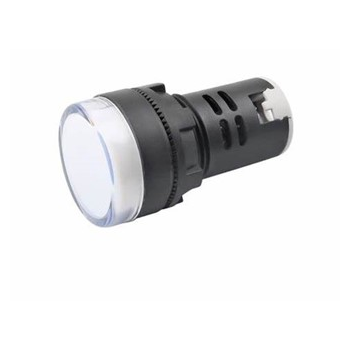 30mm WHITE PANEL MOUNT LED PILOT LIGHT 24VAC/DC